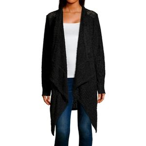 Artesia Long Sleeve Black Lace Waterfall Cardigan